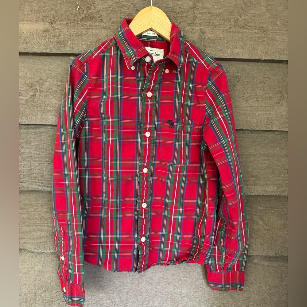 Boys Abercrombie plaid button-down shirt